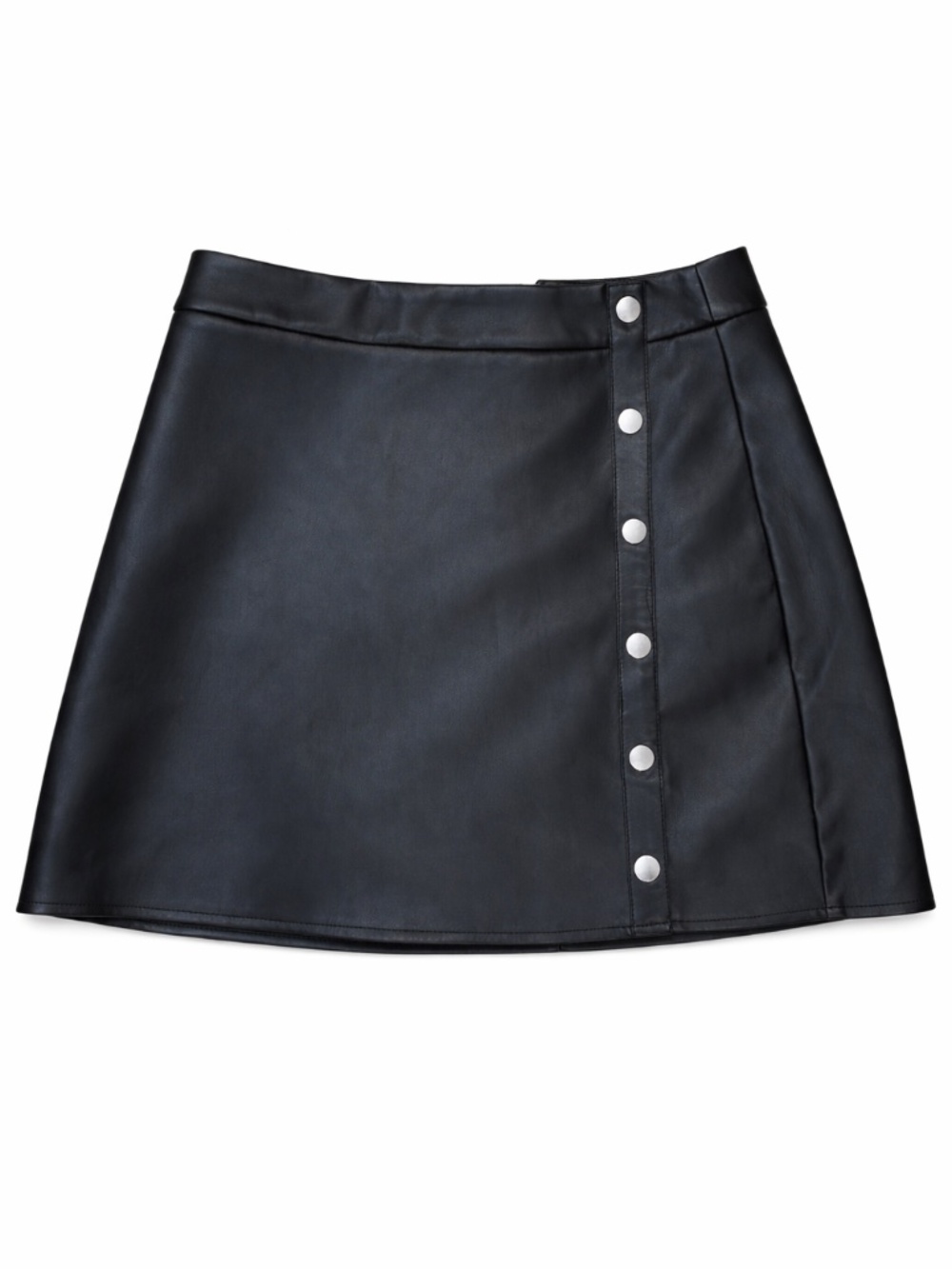 Bar III Button Down black skirt faux leather size Large